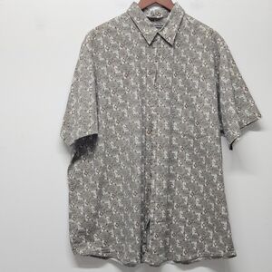 David Taylor Button Up SS Shirt Mens 2XL Textile Print Casual Cotton Resort Wear